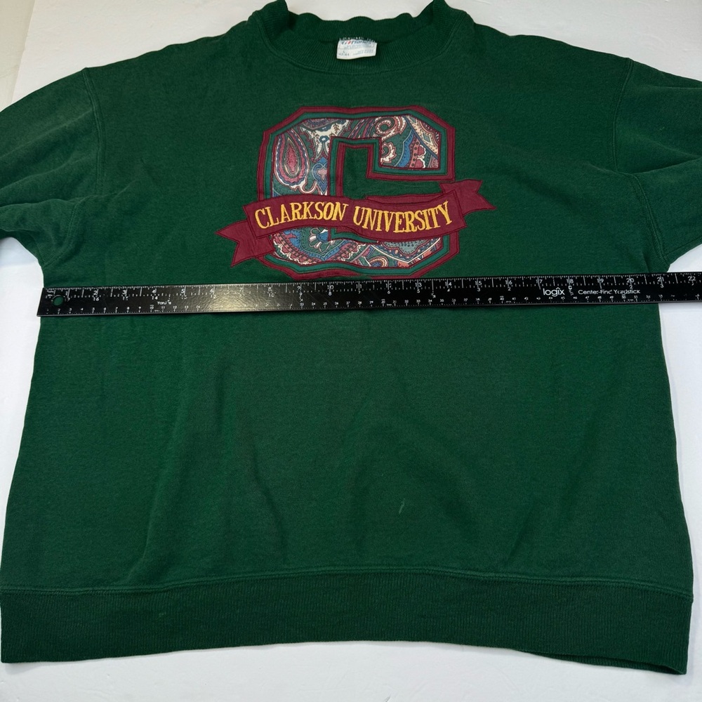 VTG Clarkson University Hanes Sweatshirt Men Large Green Crewneck Golden Knights - Picture 10 of 11